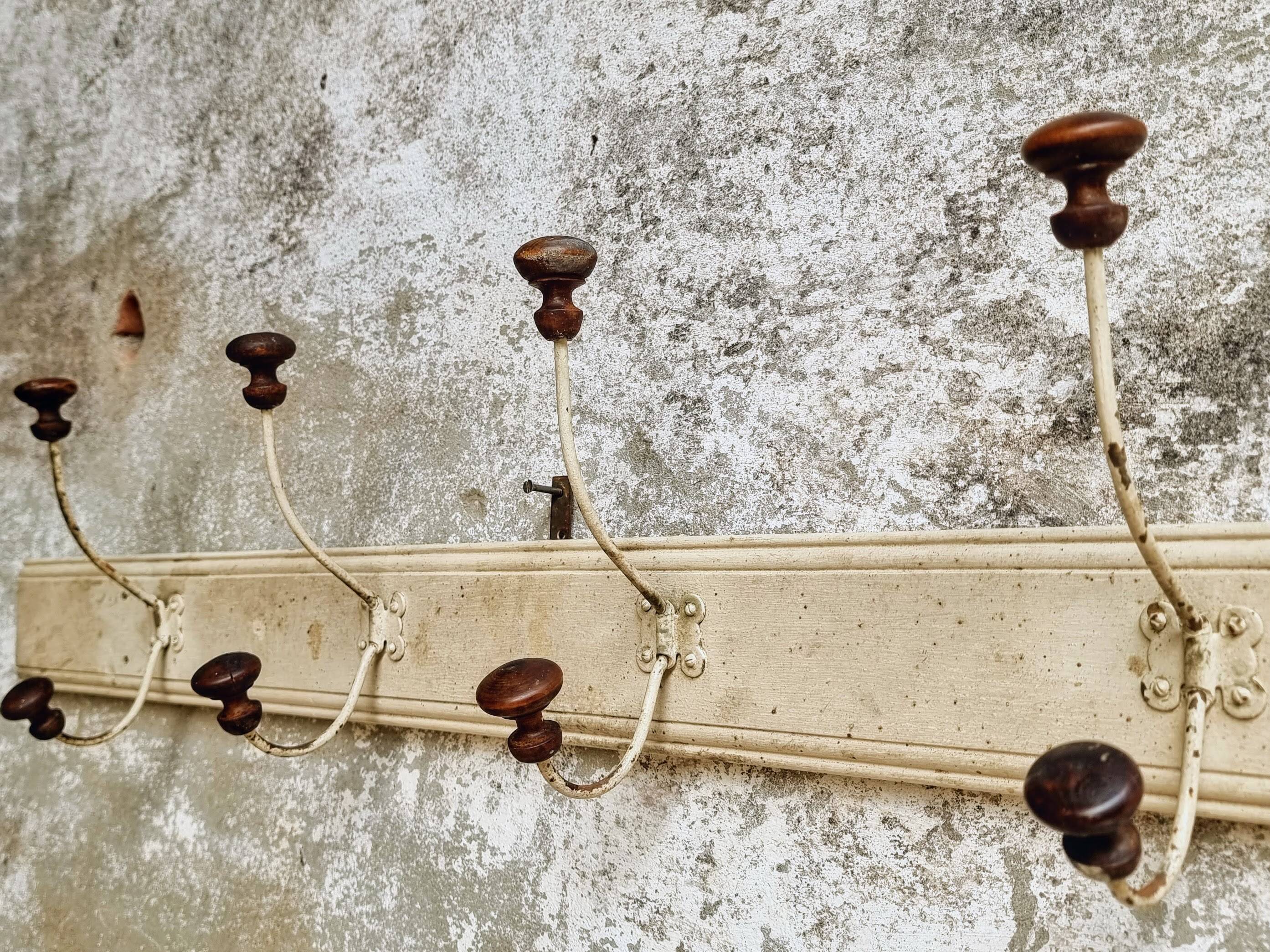 Antique wall coat rack 120 cm French