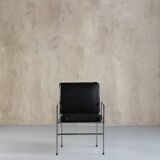Leather armchair in aluminium, Italy, 1970s