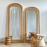 Rattan foot mirror with braces H:2m