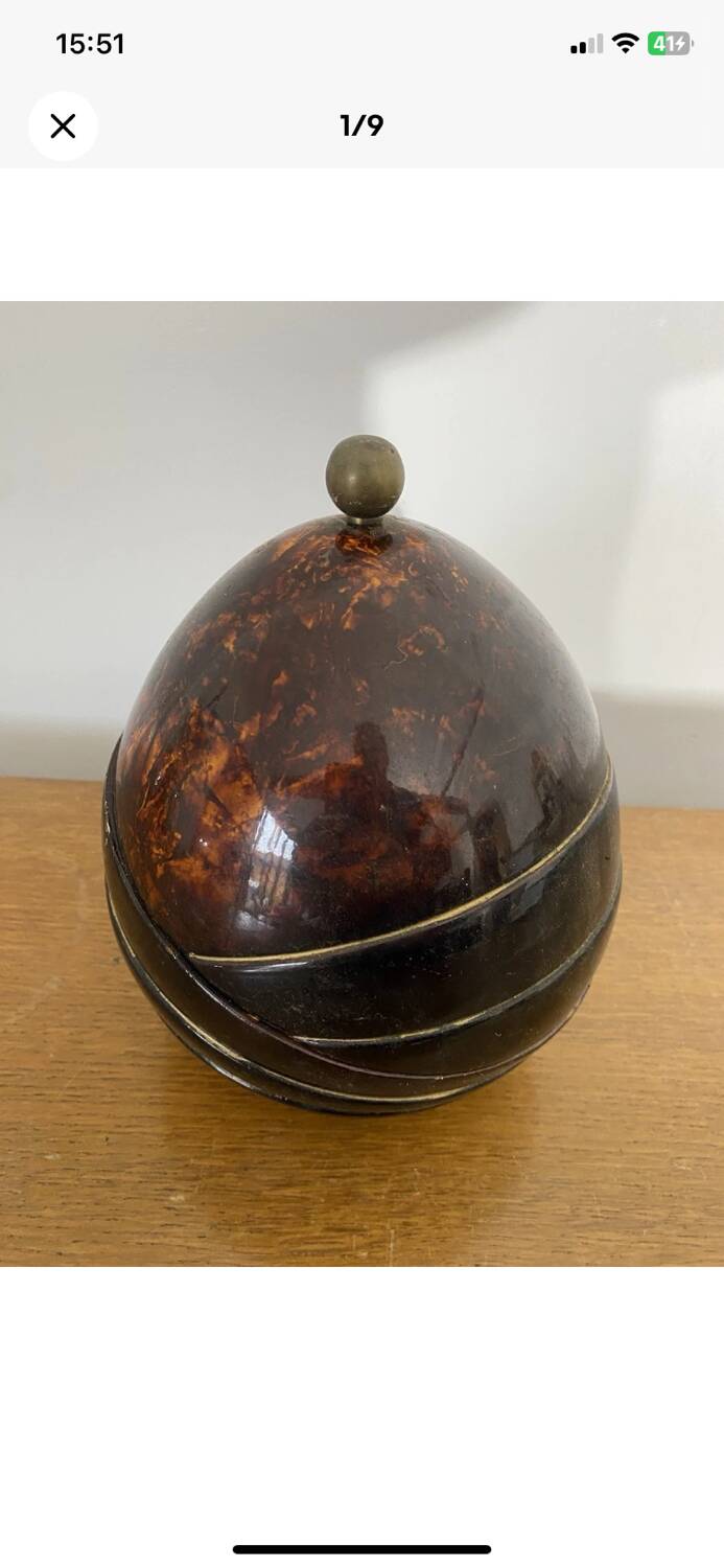 Antique Coconut Ice Bucket 50s Vintage