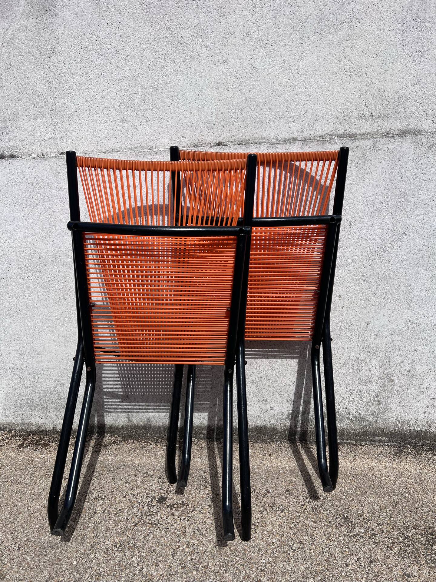 Paire Chaises pliantes scoubidou 1970's