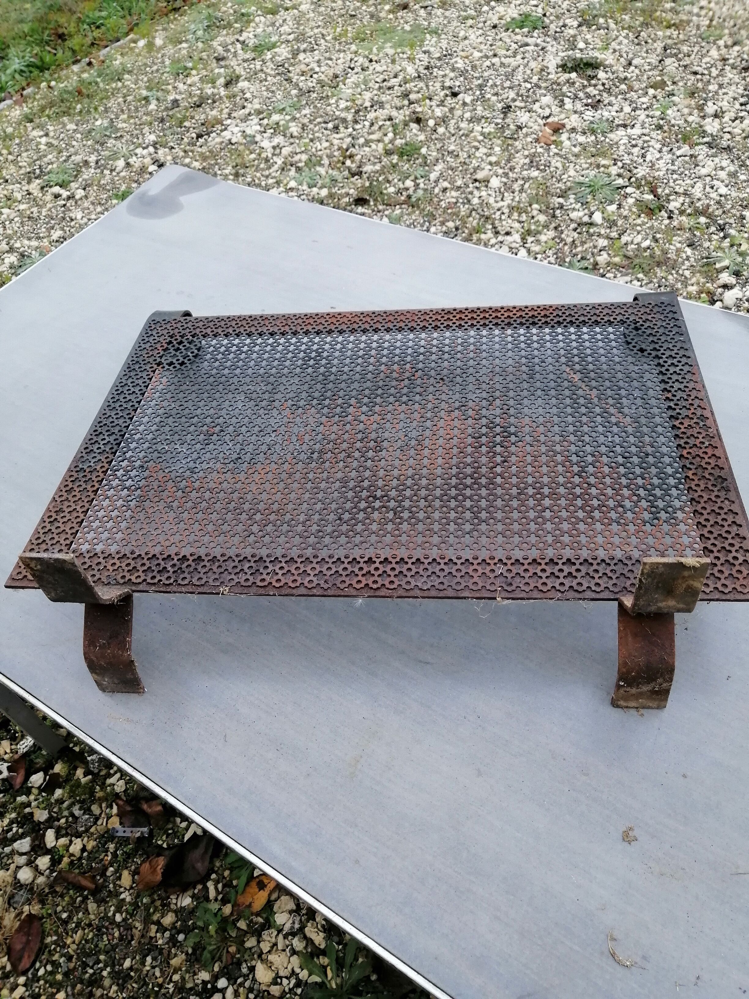 Fire screen vintage forged iron fireplace screen