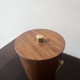 Seau à glace en bois de teck danois et poignées en laiton, design 1950