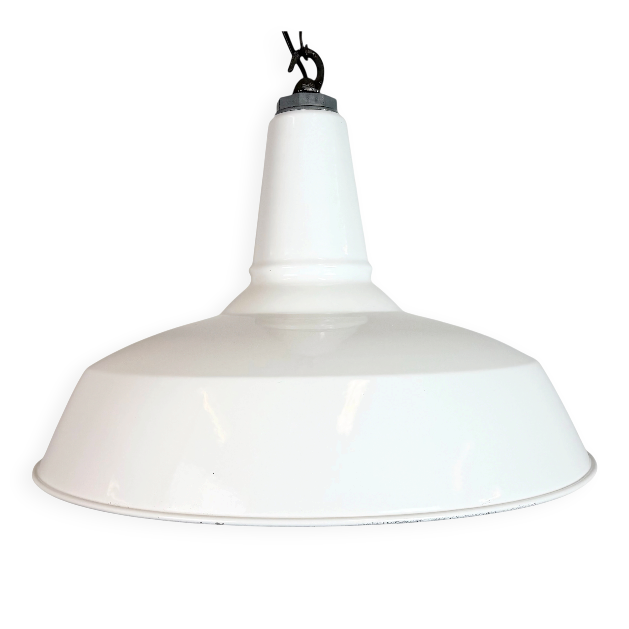 Industrial White Enamel Factory Pendant Lamp from Benjamin USA, 1960s