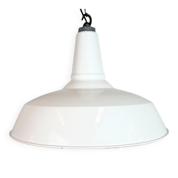 Industrial White Enamel Factory Pendant Lamp from Benjamin USA, 1960s