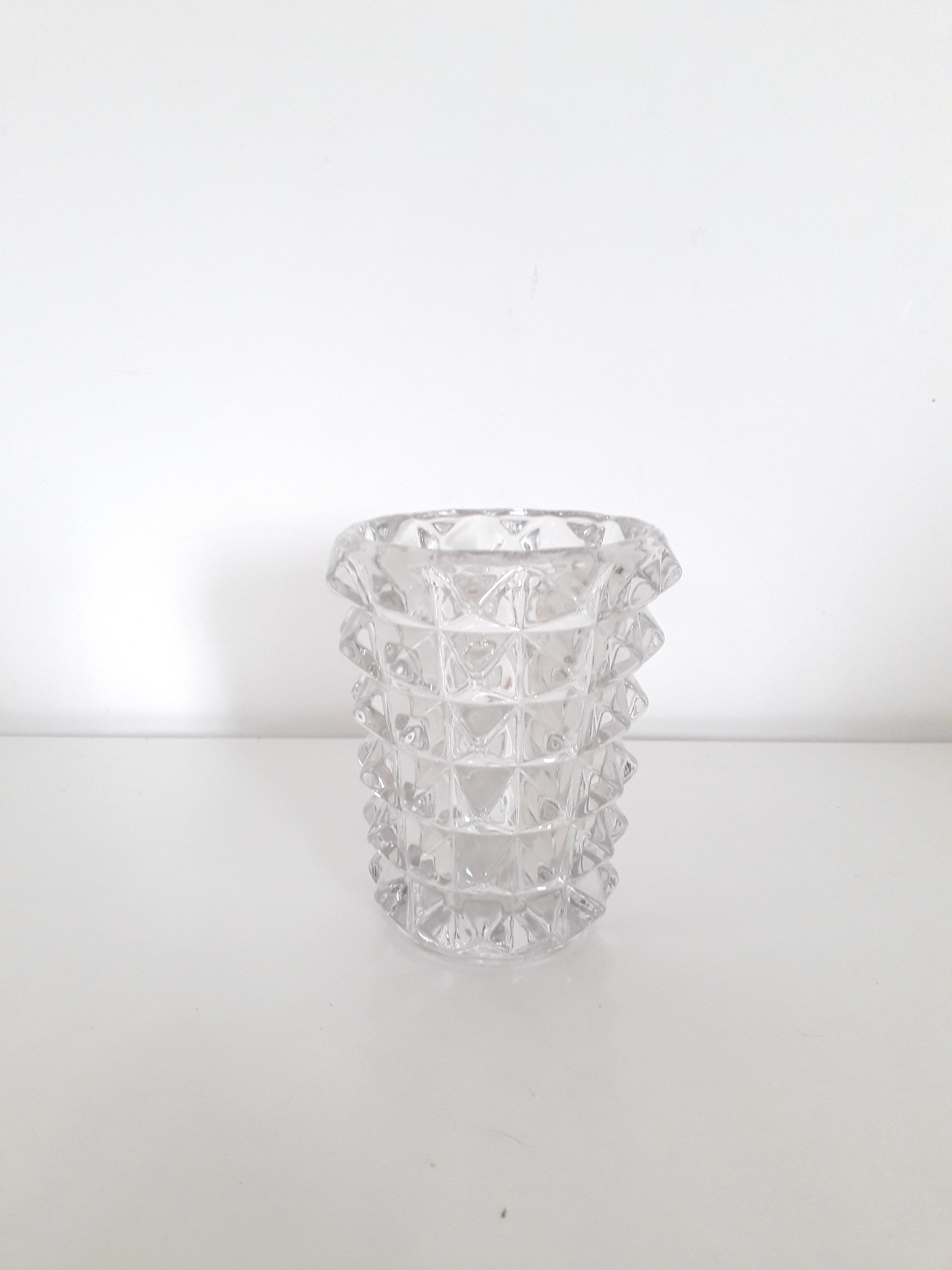 Vintage vase - Diamond tip glass - 1960