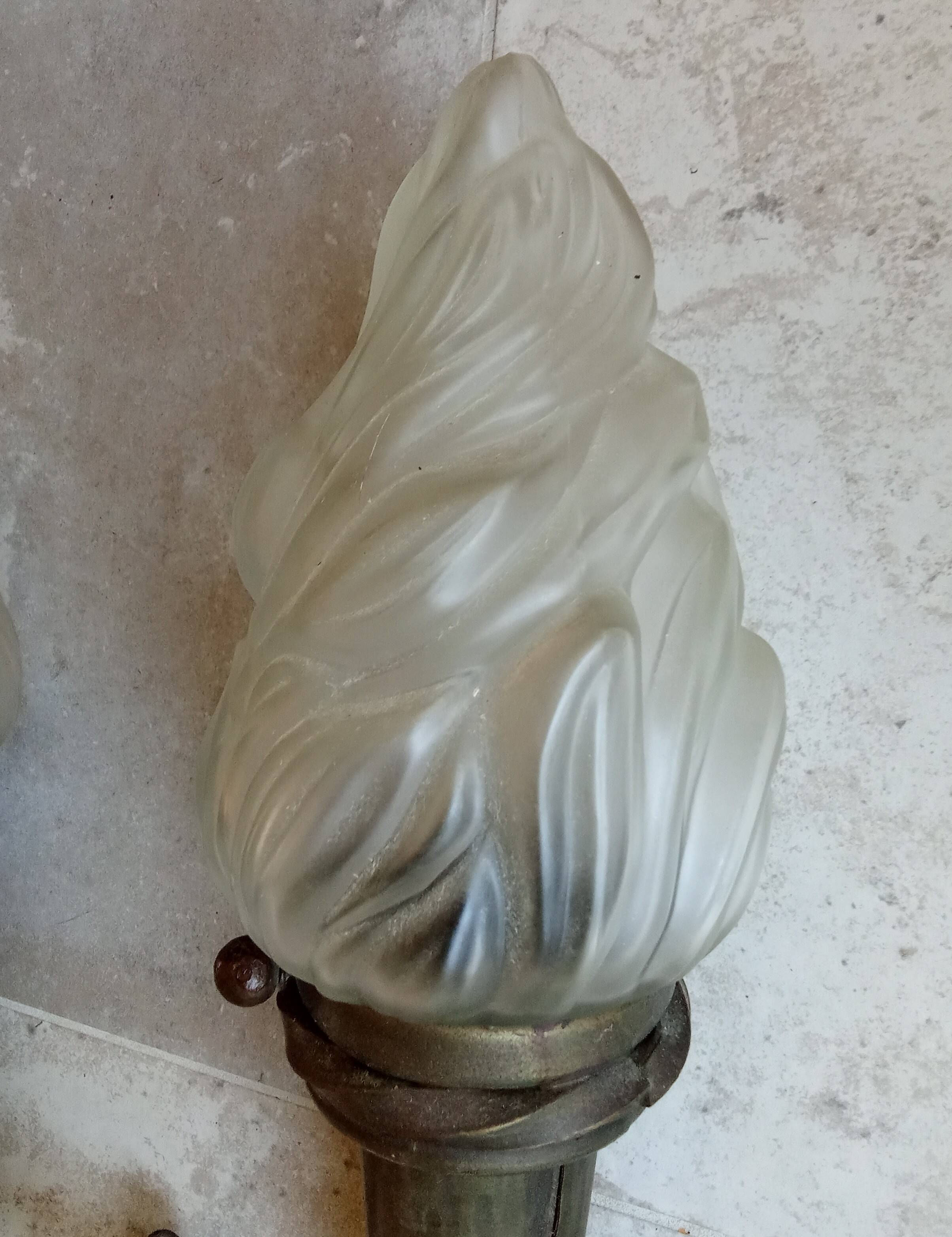 Antique pair of torchiere wall lights and lanterns