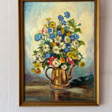 Painting representing a bouquet signed Simone Masset
