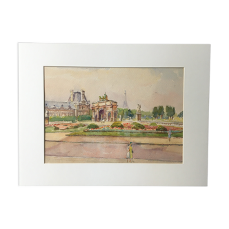 watercolor "Tuileries Garden in Paris"