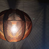 Scandinavian yarn and wood hanging lamp