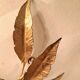 Pair of gold-tone metal leaf wall sconces