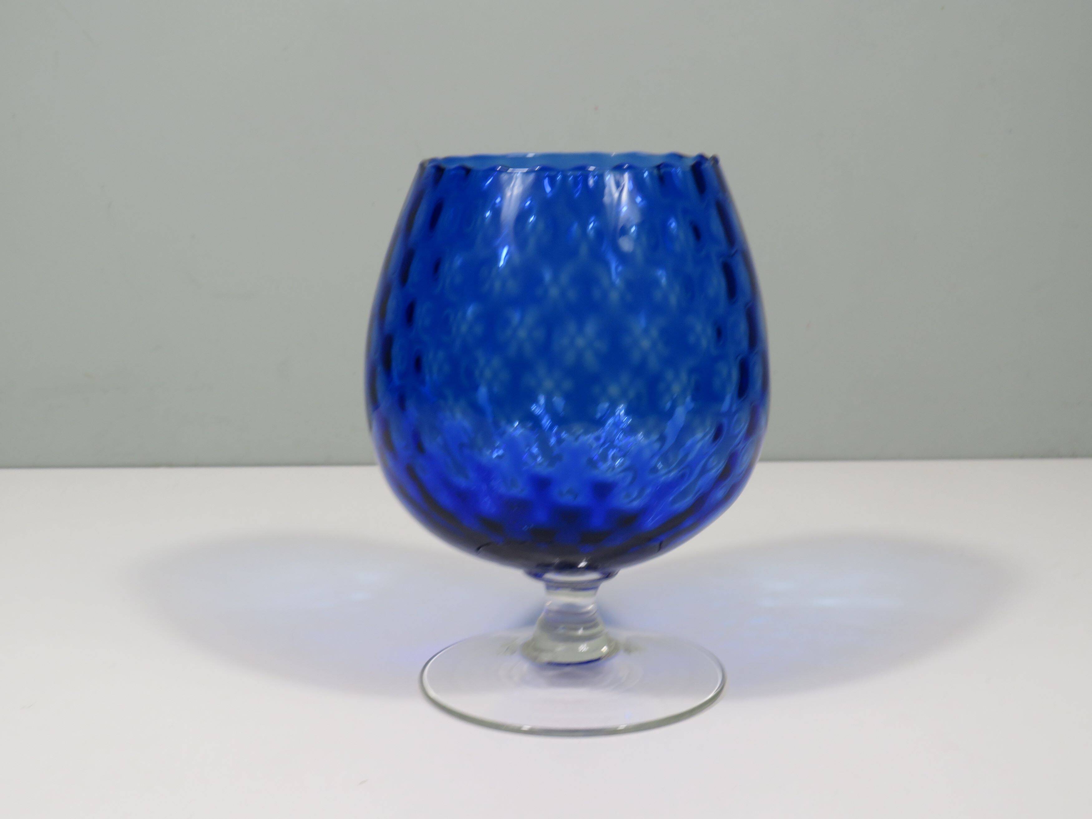 Large mouth-blown Empoli glass