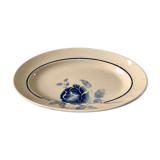 oval dish blue flowers Saint-Amand 30s-40s