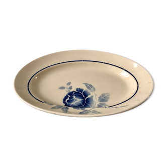 oval dish blue flowers Saint-Amand 30s-40s