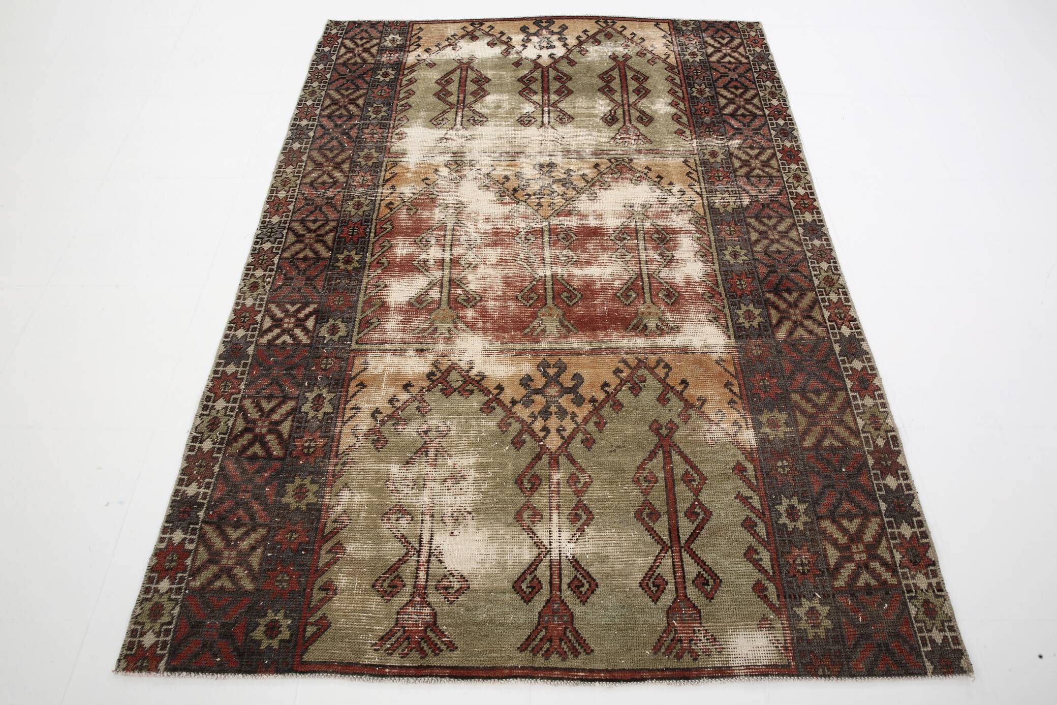5x7 Classic Brown Red Handmade Vintage Rug, 151x214Cm SK 3054