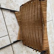 Vintage rattan and steel stool by Raoul Guys for Airborne, 1950s