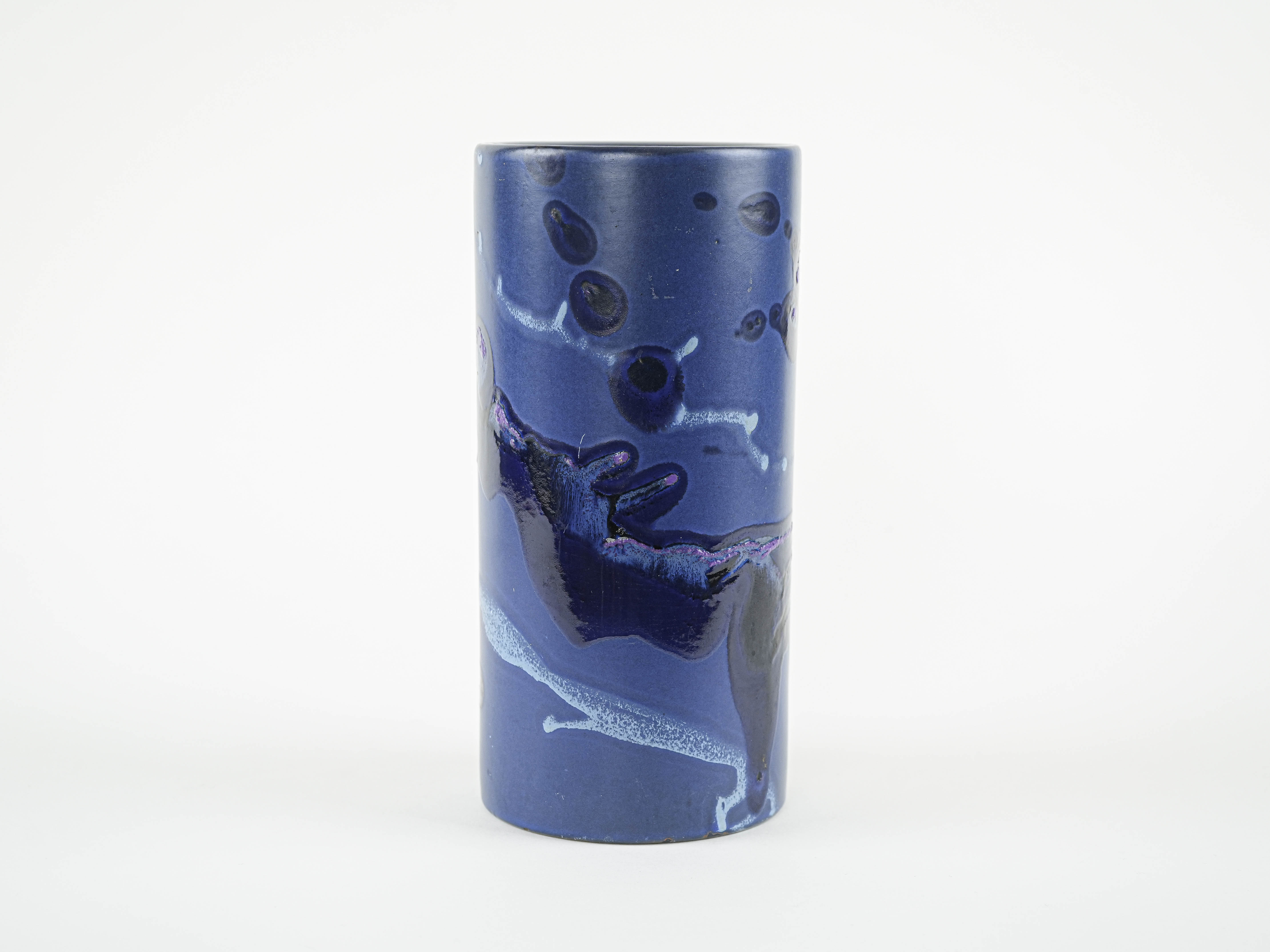 Cylindrical vase, Danish design, 1970s, manufactured by Knabstrup