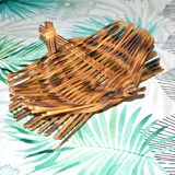 Vintage fruit bowl - woven rattan basket 1960-1970 Boho nature decor