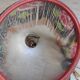 Suspension ancienne globe verre gravé rose frange perles rocaille Art