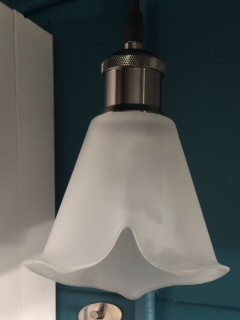 Pair white frosted glass blind