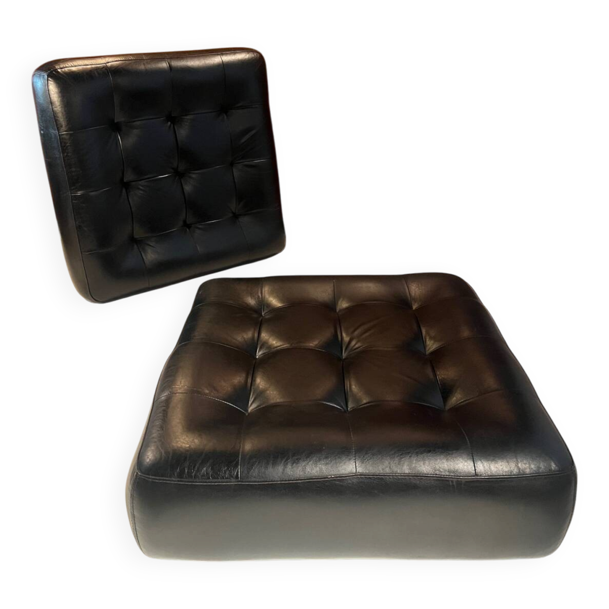 Leather poufs from Roche Bobois around 2000.