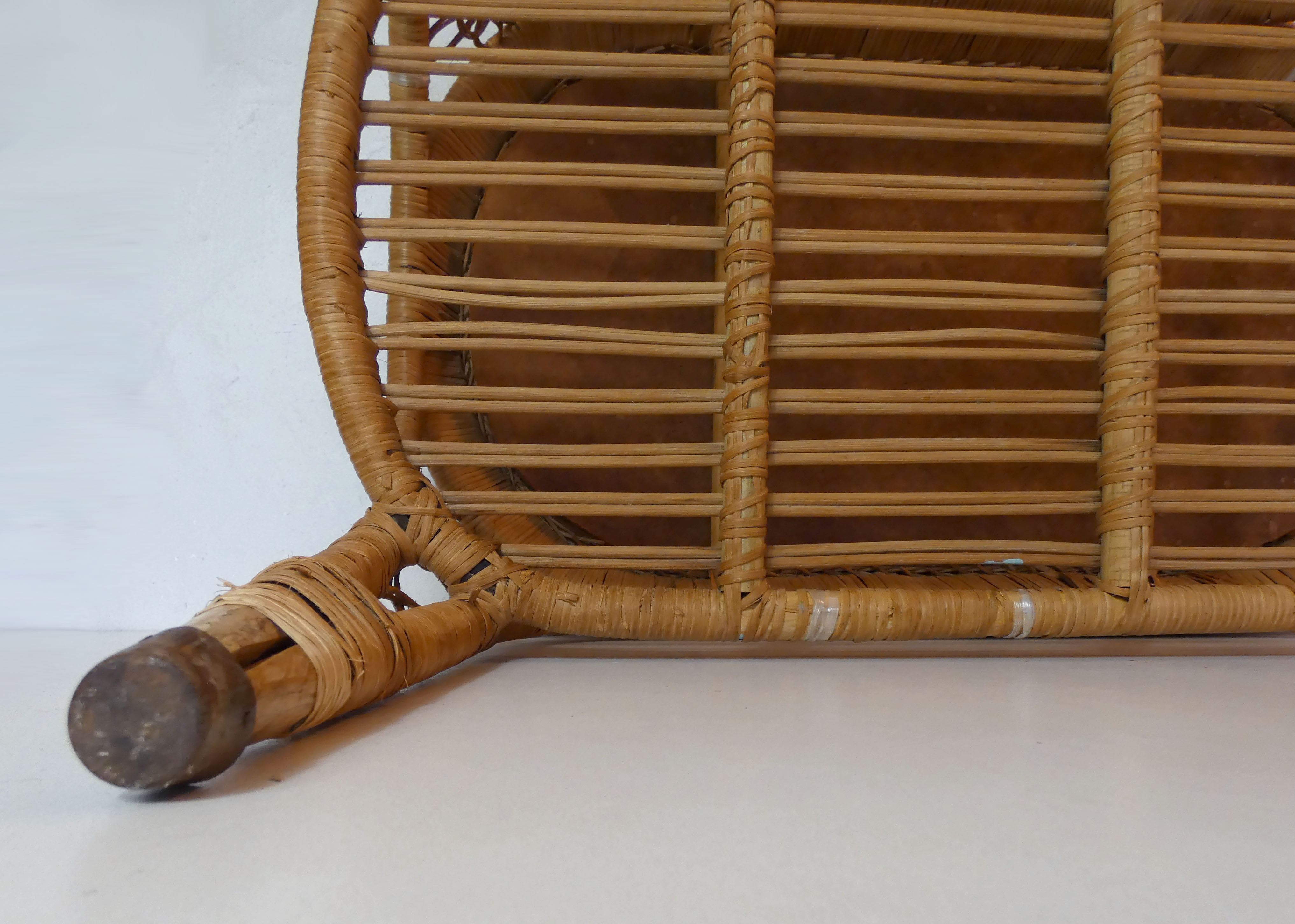 Old vintage rattan coffee table