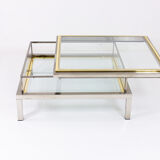 Brass and chrome sliding top table
