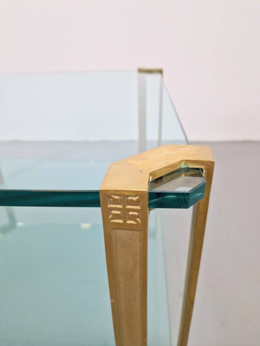 Regency Model T24 Coffee Table in Brass and Glass by Peter Ghyczy, 1970s