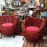Pair of rattan armchairs