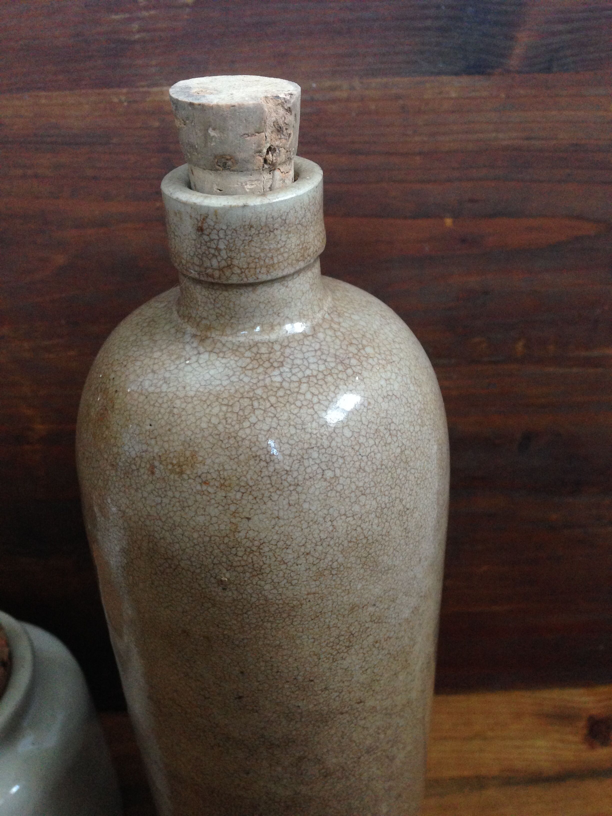 Enamelled stoneware bottle