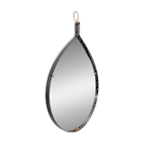 Mid-Century Modern Brass and Steel Drop-Shaped Mirror, Italy, 1970s