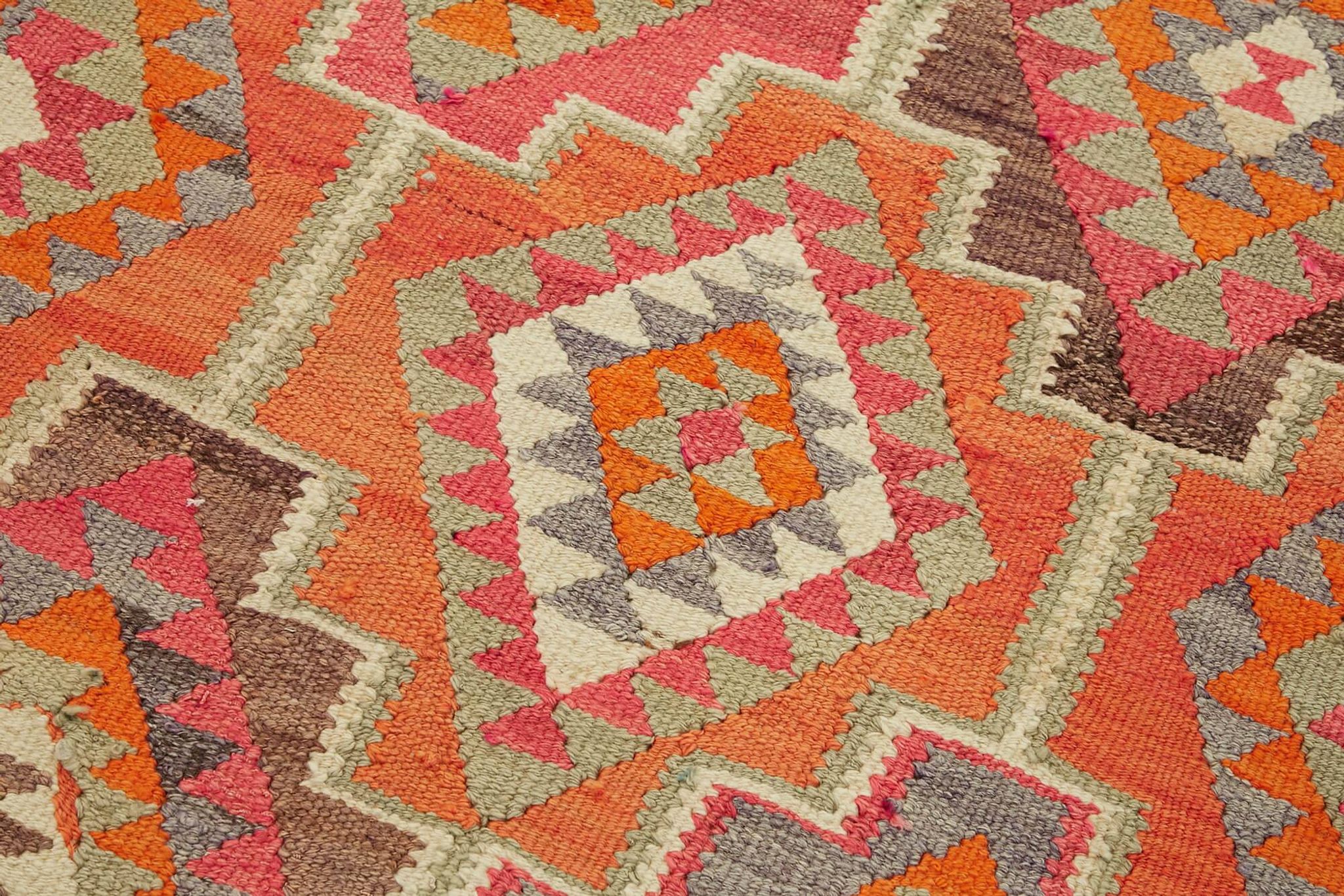 Turkish Handwoven Vintage Herki Kilim 95 cm x 300 cm