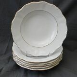 Set of 6 deep porcelain plates. Germany BAVARIA. Gold rim.