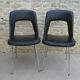 Pair of office chairs in chromed metal and skaï, 60s