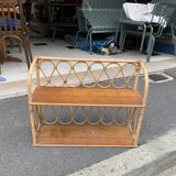 Wall shelf 2 trays, old, rattan.
