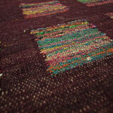 New indian kilim rug handwoven wool flat-woven burgundy area rug- 124x185cm