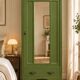 Renovated Art Deco Parisian wardrobe in khaki with original mirror.