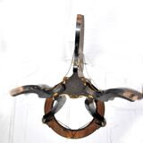 Napoleon III Gueridon Table blackened wood and gilded bronze swan - Mother-of-pearl marquetry top 19th century.