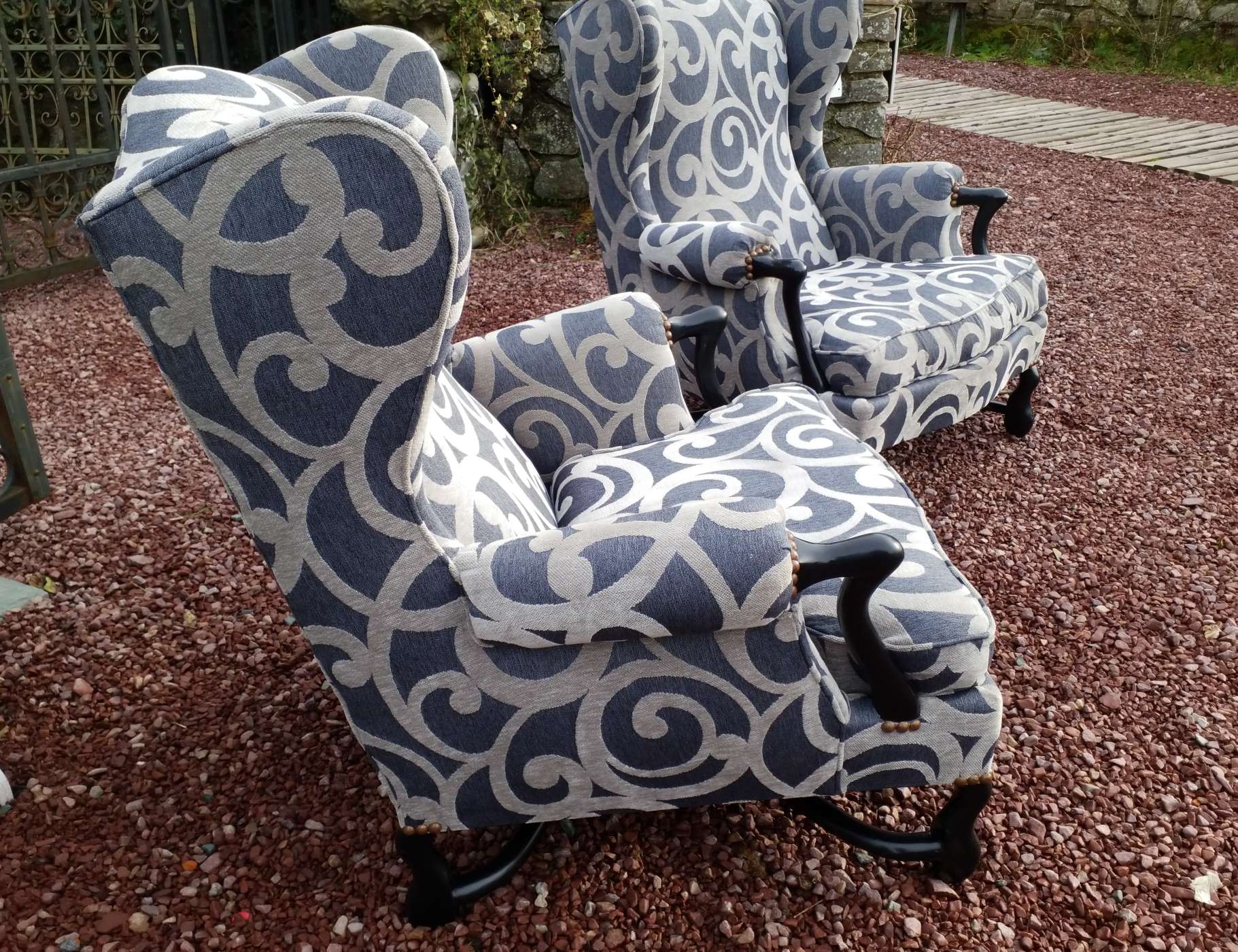 Pair of armchairs with ears