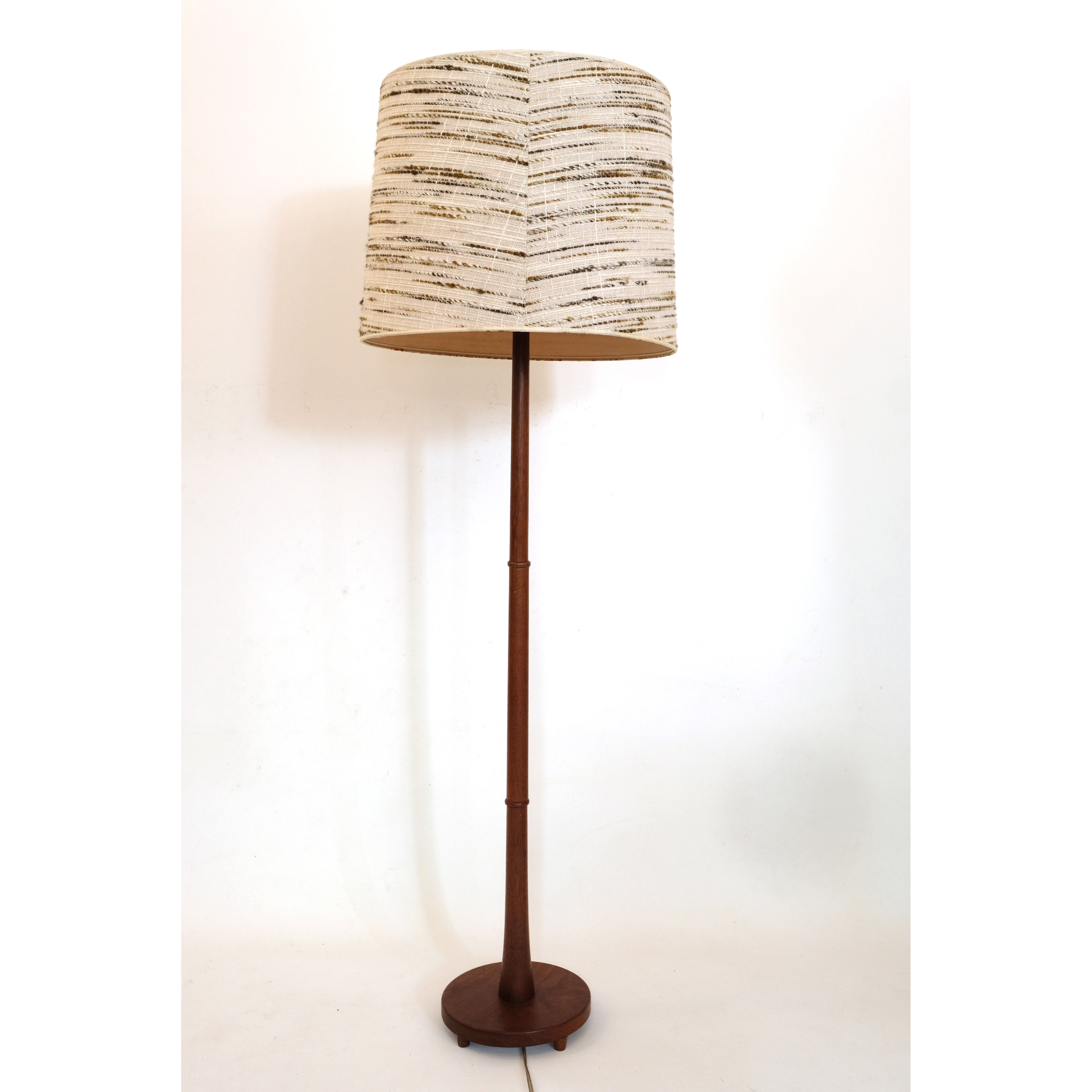 Teak floor lamp and wool lampshade Denmark 1960 1970