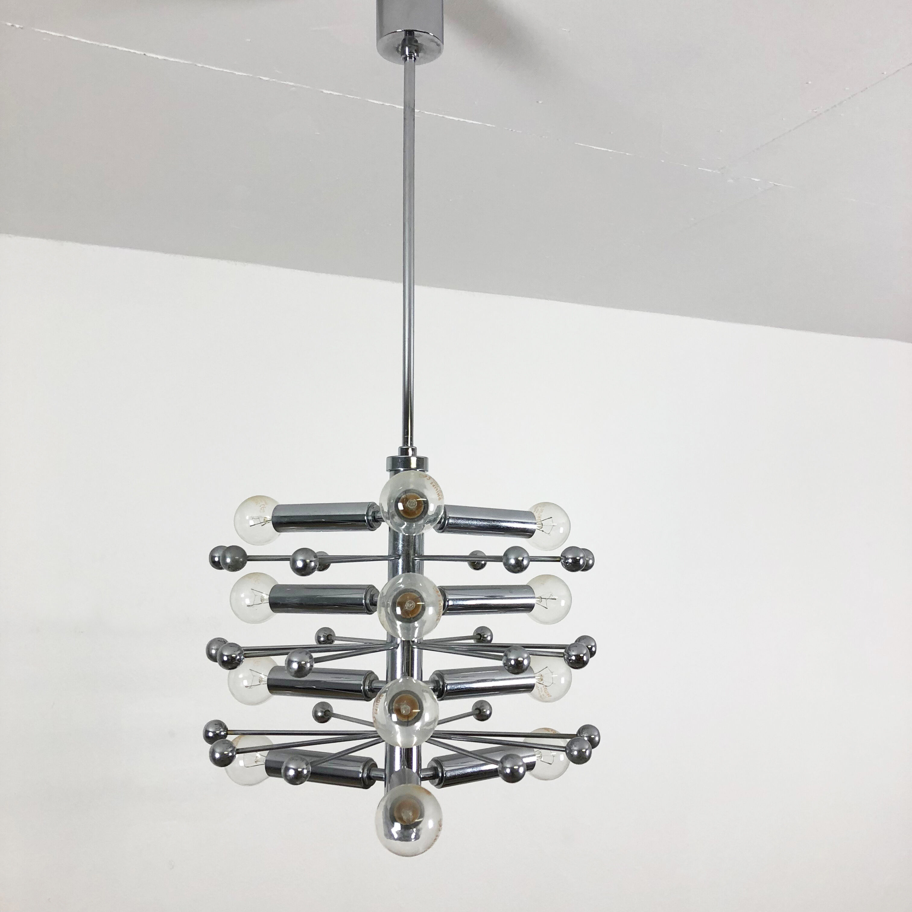 Modernist Chrome Sputnik Hanging Light, Cosack Lights 1970s, Germany