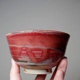 4 Japanese bowls in red glazed mixed stoneware