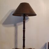 Lampe tripode art déco en bois et laiton signé France Paris