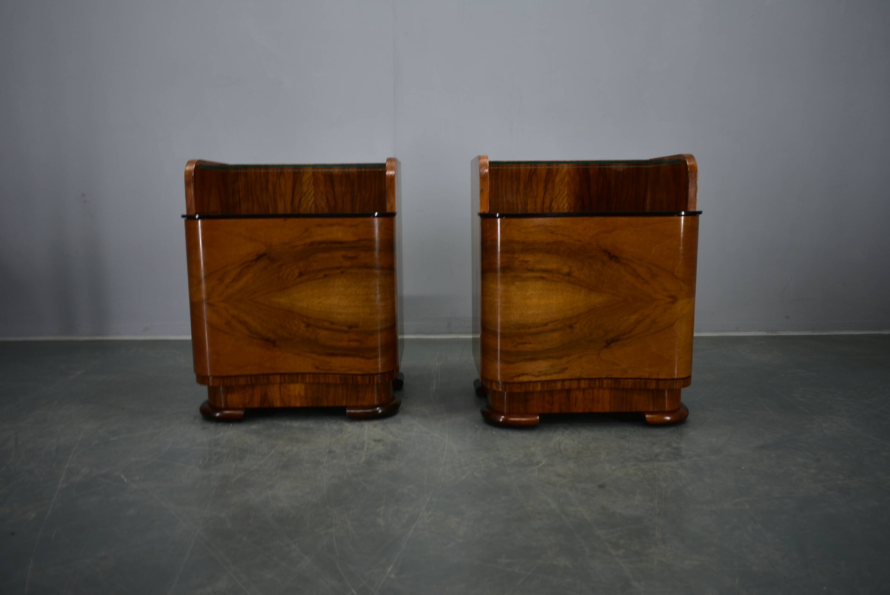 1940s pair of Art Deco bedside tables, Czechoslovakia