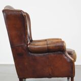 Wingback chair made of sheep leather
