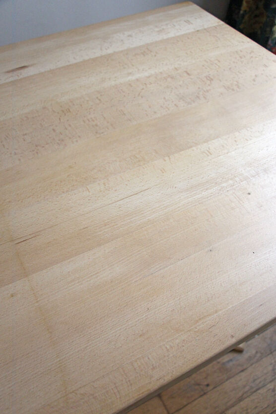 Square meal table made of solid wood