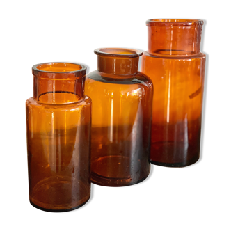 Set of 3 pharmacy bottles