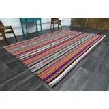 1970s Vintage Turkish Oushak Handmade Wool Cotton Orange Area Rug 193x270