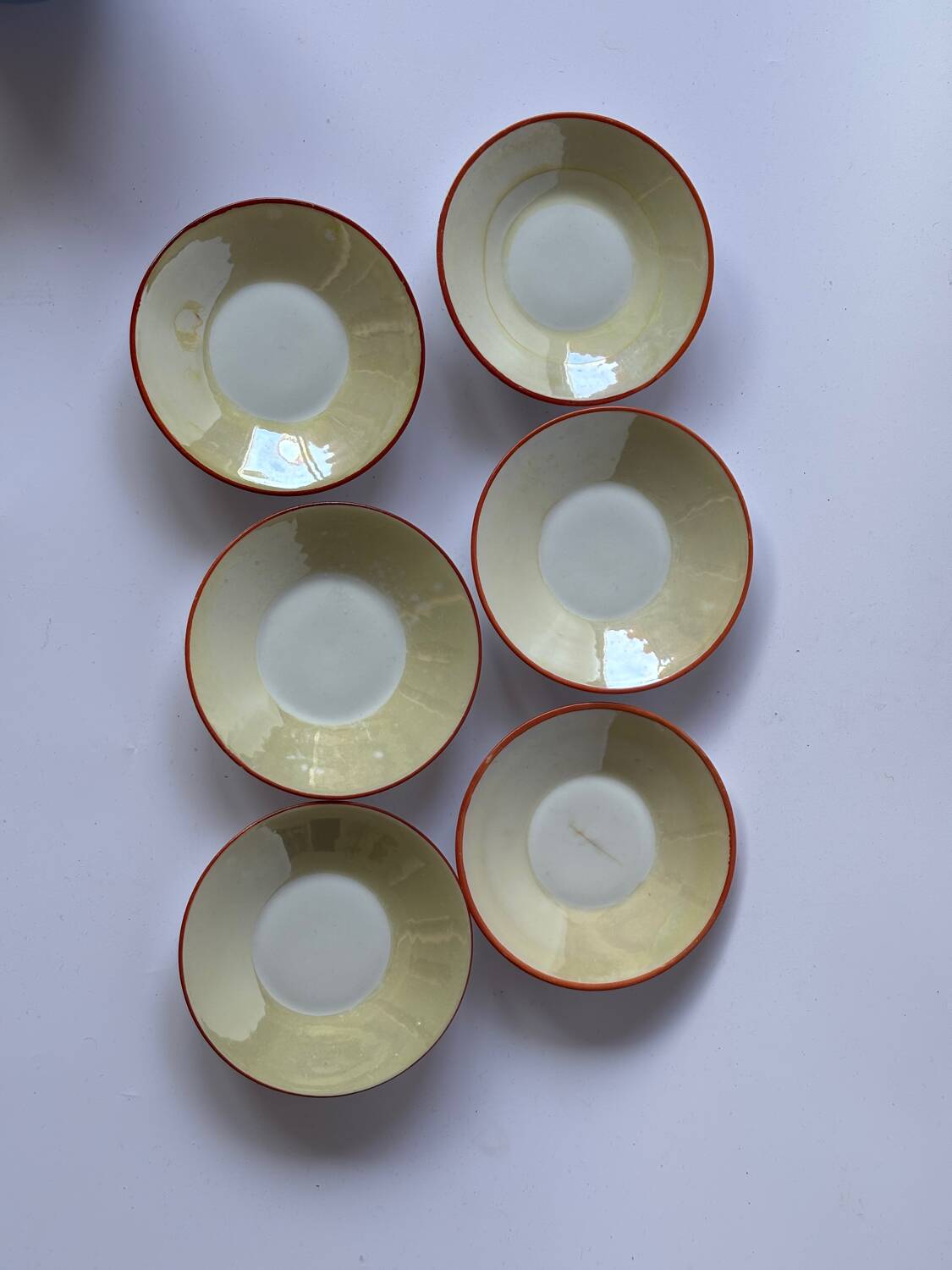 Iridescent Limoges porcelain egg cup set
