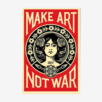 Lithographie signée Shepard Fairey (Obey Giant) : Make art not war